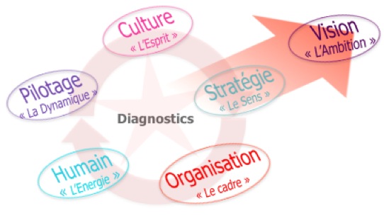 Système de fonctionnement de l’entreprise : Vision, stratégie, organisation, l’humain, pilotage, culture